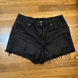 Aerie Black Daydream Denim Distressed Jean Shorts